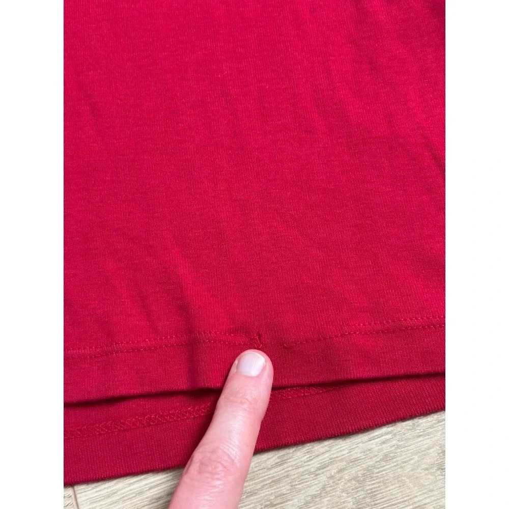 Womens Lauren Ralph Lauren red roll tab sleeve tshirt 100% cotton size L